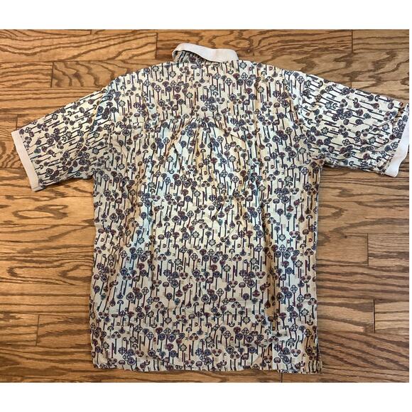 Michael Thomas Egyptian Nile Golf Polo Men's Sz L Brown Multicolor Made in USA - Picture 6 of 6